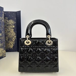 Replica Lady Dior Patent Black ABC - 1:1 designer replica handbag