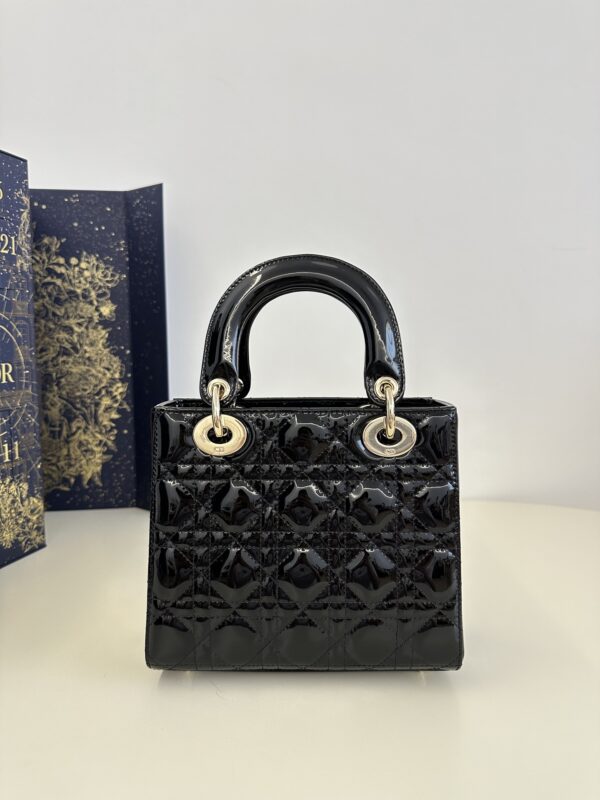 Replica Lady Dior Patent Black ABC - 1:1 designer replica handbag