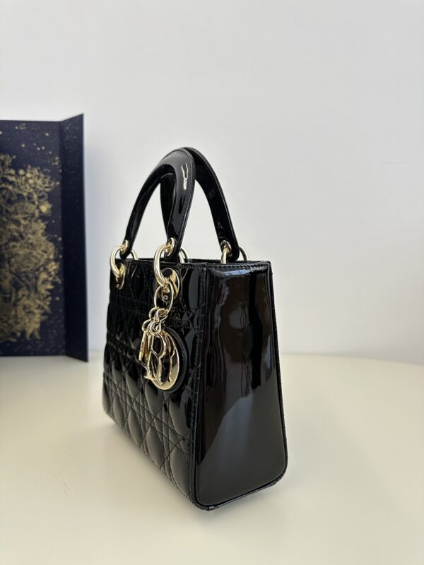 Replica Lady Dior Patent Black ABC - elite superclone designer purse