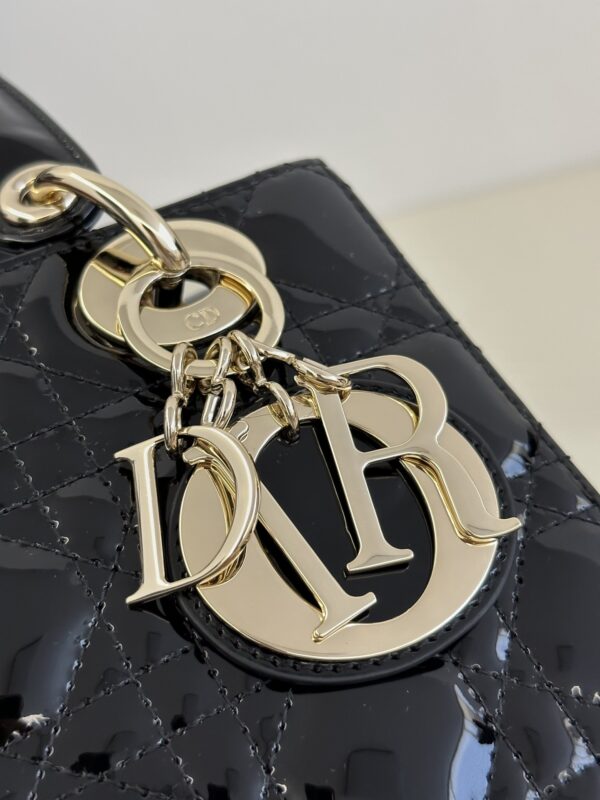 Replica Lady Dior Patent Black ABC - realistic designer-inspired fake bag