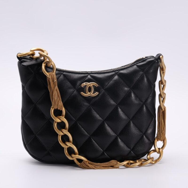 Replica CHANEL Chain Hobo Black - premium-grade designer purse dupe
