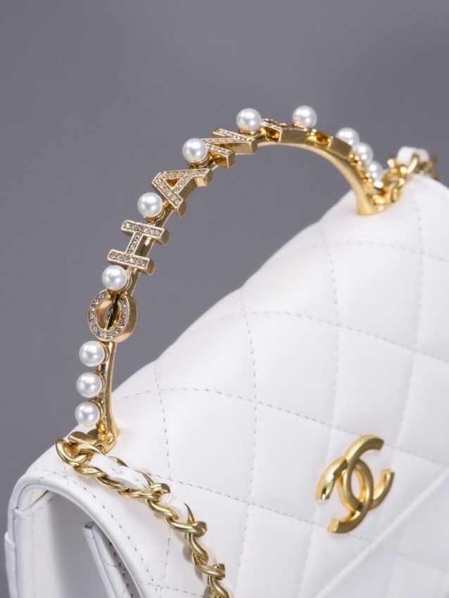 Replica CHANEL 23B Pearl White Handle Bag - high-quality designer bag clone