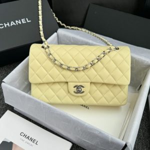 Replica CHANEL Classic Flap 25cm Yellow - premium 1:1 fake handbag model