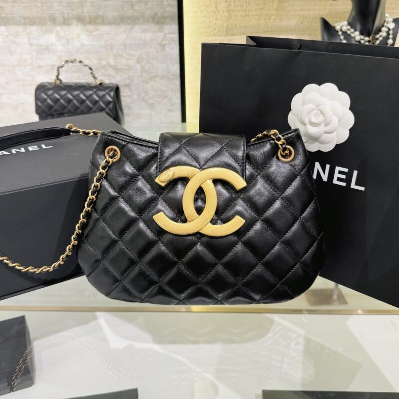 Replica CHANEL 24c Round Shoulder Bag Black - premium-grade designer purse dupe