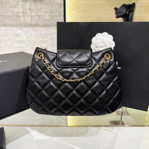 Replica CHANEL 24c Round Shoulder Bag Black - authentic-look luxury purse replica