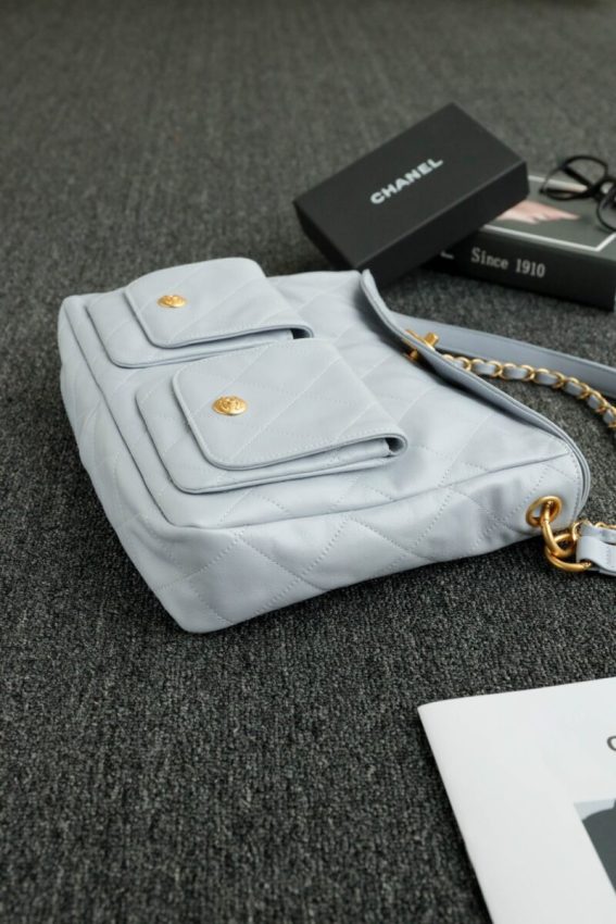 Replica CHANEL 24p Postman Small Light Blue - top-tier luxury replica shoulder bag