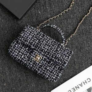 Replica CHANEL 24p Tweed Black and White - near-authentic luxury replica handbag
