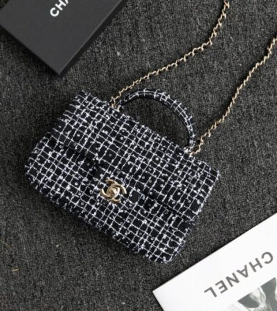 Replica CHANEL 24p Tweed Black and White - near-authentic luxury replica handbag