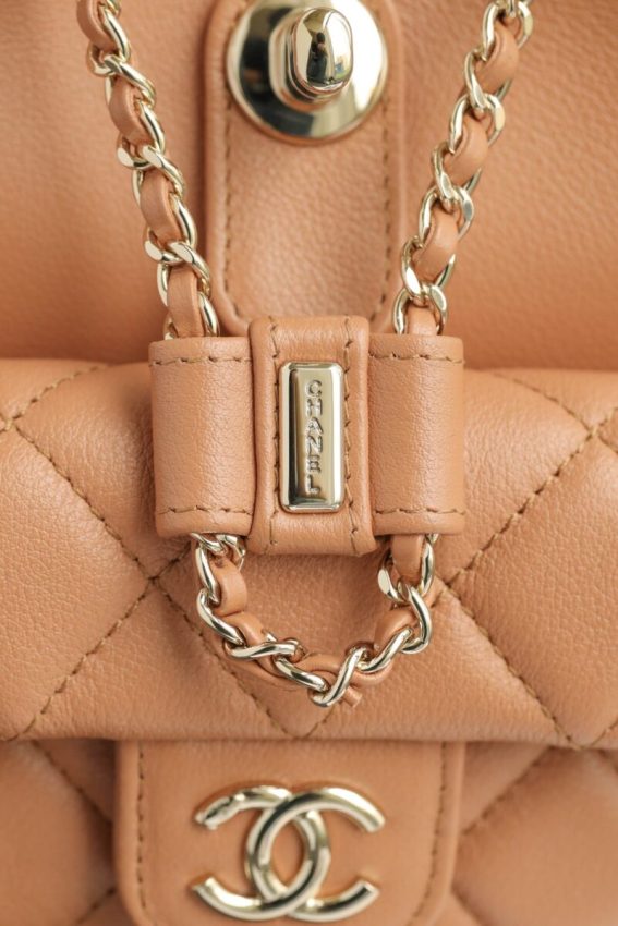 Replica CHANEL 23A Backpack Small Caramel - realistic designer-inspired fake bag