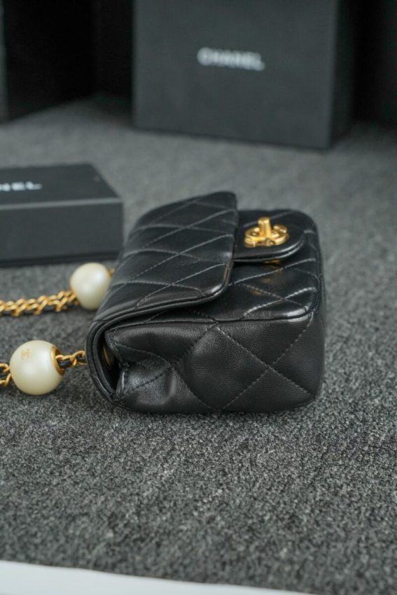 Replica CHANEL CF Double Pearl Black - near-authentic luxury replica handbag
