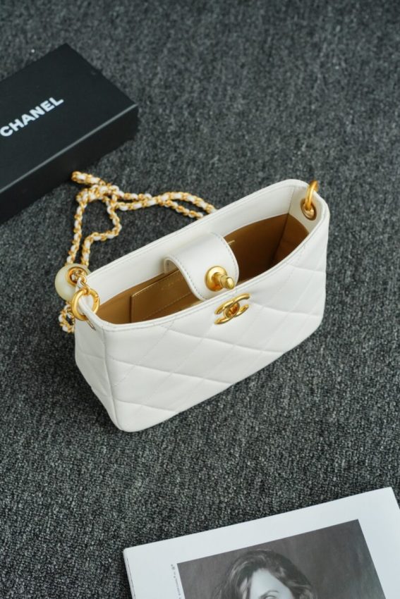 Replica CHANEL 24s Double Pearl White - premium 1:1 fake handbag model