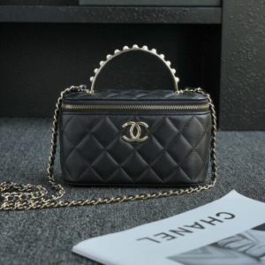 Replica CHANEL 24s Pearl Handle Box Black - authentic-look luxury purse replica