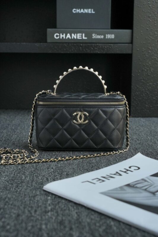 Replica CHANEL 24s Pearl Handle Box Black - authentic-look luxury purse replica
