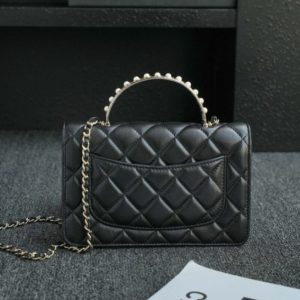 Replica CHANEL 24s Pearl Handle Black - top-tier luxury replica shoulder bag