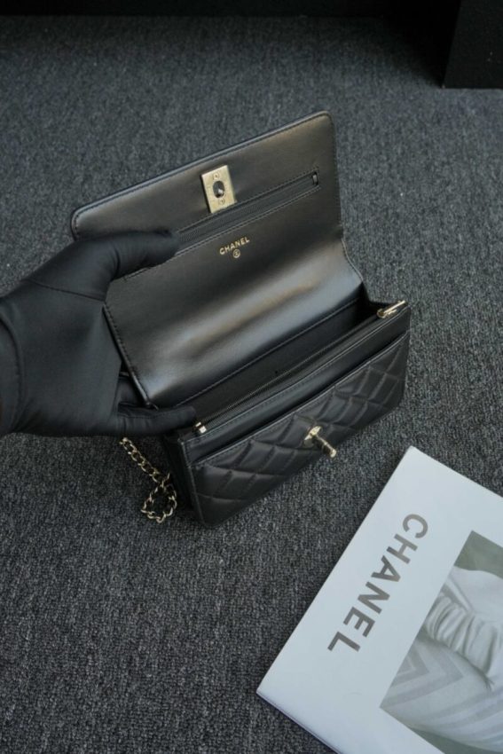 Replica CHANEL 24s Pearl Handle Black - 1:1 designer replica handbag