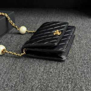 Replica CHANEL 24s Double Pearl Woc Black - authentic-look luxury purse replica