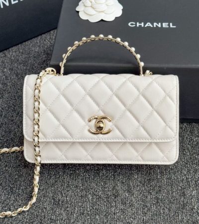 Replica CHANEL 24s Pearl Handle White - top-tier luxury replica shoulder bag