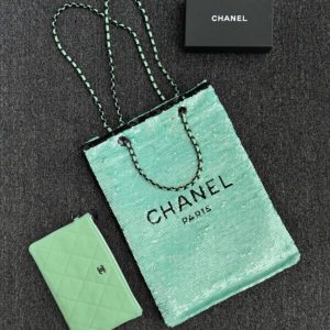 Replica CHANEL Sequin Shoulder Bag Green - elite superclone designer purse