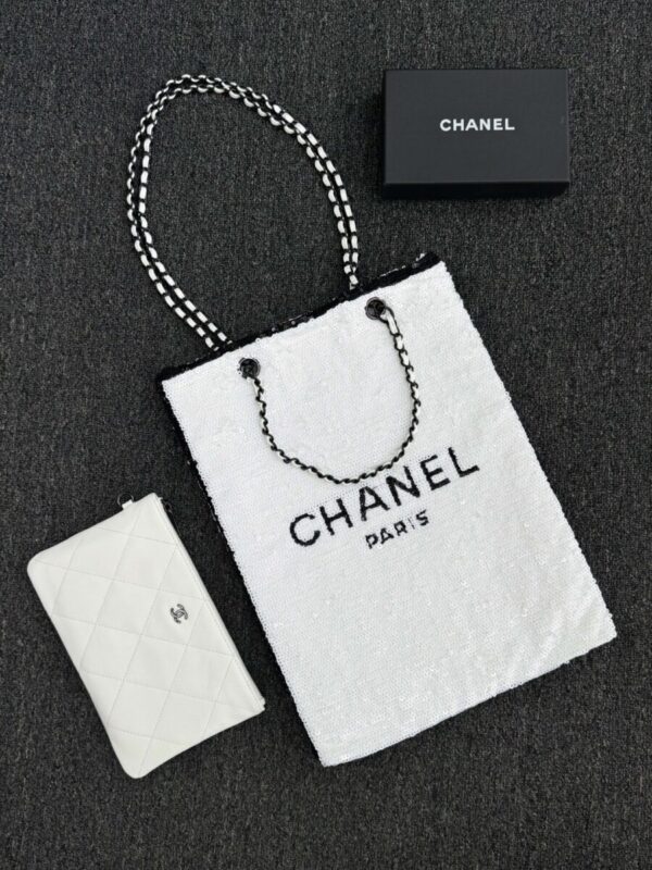 Replica CHANEL Sequin Shoulder Bag White - high-quality designer bag clone