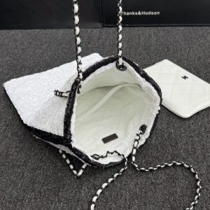 Replica CHANEL Sequin Shoulder Bag White - high-end fake designer purse