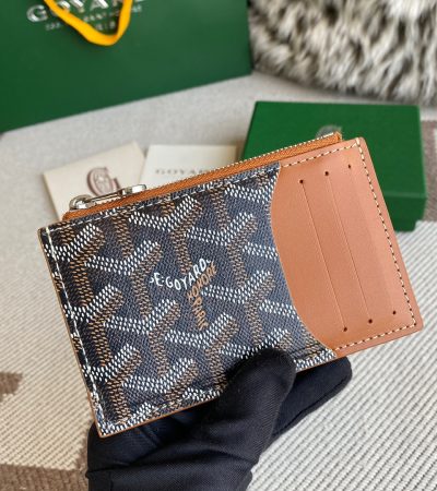 Goyard Bourbon Zipped Card Holder Brown