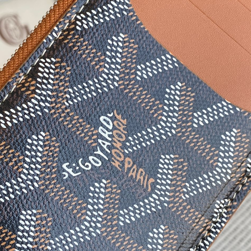 Goyard Bourbon Zipped Card Holder Brown