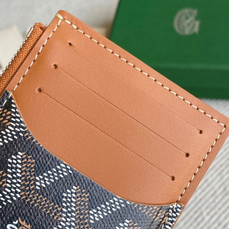 Goyard Bourbon Zipped Card Holder Brown