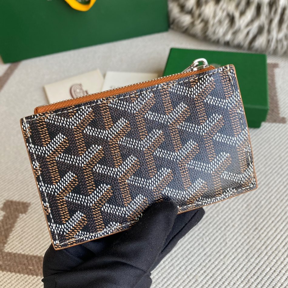 Goyard Bourbon Zipped Card Holder Brown