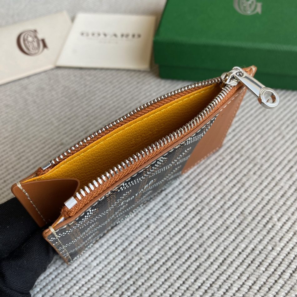 Goyard Bourbon Zipped Card Holder Brown