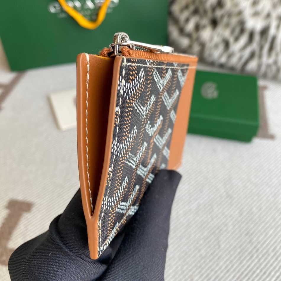 Goyard Bourbon Zipped Card Holder Brown