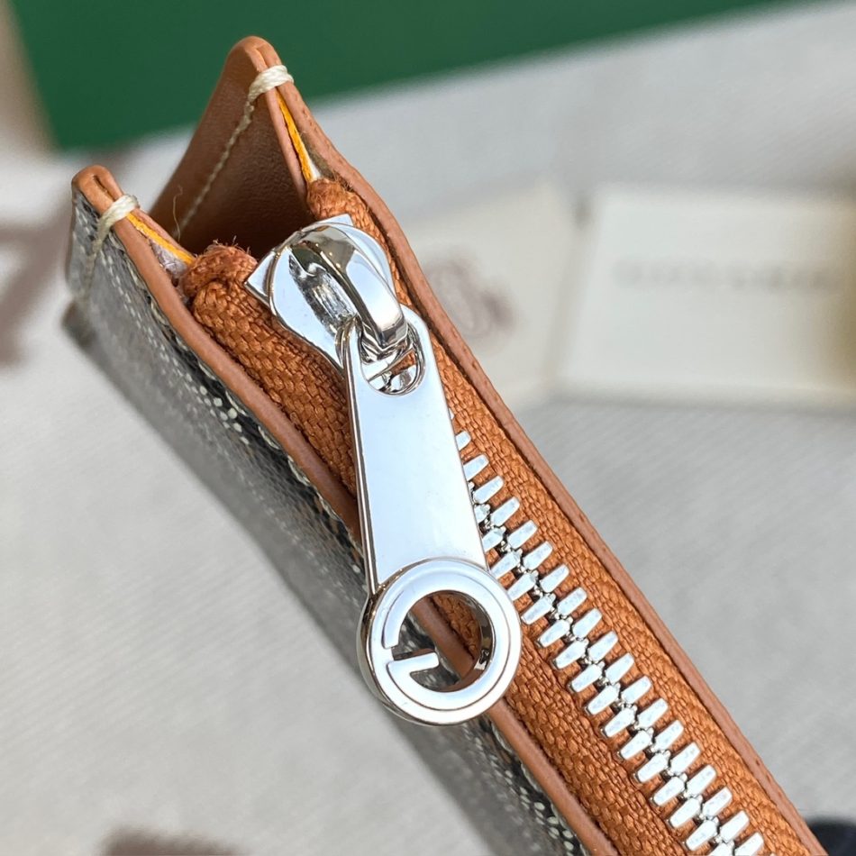 Goyard Bourbon Zipped Card Holder Brown